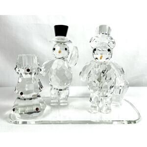 Sorelle Crystal Poland Snowman Christmas Tree Double Candle Holder-Excellent!